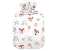 Watercolor Shiba Dog Fox White-1 Hot Water Bottle with Cover for Pain Relief Hot Bottle Water Bag for Sore Muscles, 1L