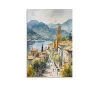 Watercolor Shkodër Painting, Albania Travel Poster 16x24inch(40x60cm)