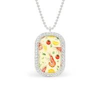 Watercolor Shrimp And Kimchi Brilliant White Diamond Necklaces Jewelry Square Dainty Pendant Necklace Gift for Women