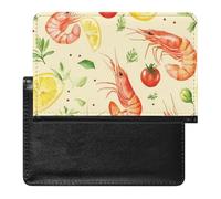 Watercolor Shrimp and Kimchi Leather Passport Holder ID Card Protector Portable Cover Case Travel Wallet for Men Women