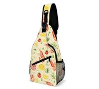 Watercolor Shrimp And Kimchi Men's Print Crossbody Large Sling Backpack Casual Chest Bag Gift for Traveling Hiking Workout