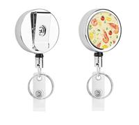 Watercolor Shrimp and Kimchi Metal Retractable Keychain with Key Rings Reel Badge Holder Clips for Conferences Office