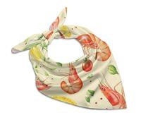 Watercolor Shrimp And Kimchi Multipurpose Women Head Hair Scarf Satin Silk Like Square Kerchief for Handbag Accessories 18"x18"