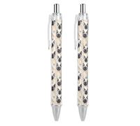 Watercolor Siamese Cats Cute Retractable Ballpoint Pen 0.5 Mm Fine Smooth Writing for Home Office Black 2 PCS AS PIC 1