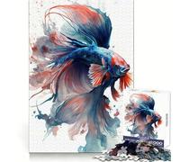 Watercolor Siamese Fighting Fish for Adults 1000 Piece Puzzle Mental Workout Peaceful Recreation Unique Gift (38x52cm)