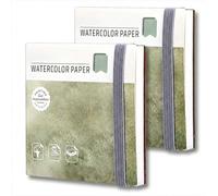 Watercolor Sketchbook, 8x8 cm, 140 LB (300 GSM), 2 Pcs 20 Sheets Square Mini Sketch Book Paper Journals Pocket Art Creation Sketchbooks for Colored Pencil, Acrylic Marker, Oil Pastel