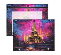 Watercolor Sketchy Tower 3 Ring Binder Clear Binders Pencil Pouches Bags Case(2 Pack)