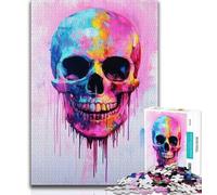 Watercolor Skull Jigsaws 1000 Pieces for Adults,Staycation Kill Time Every Piece Is Unique - Challenging Family Fun Game (75x50cm)