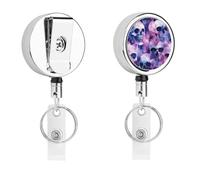 Watercolor Skulls Cute Retractable Metal ID Badge Holder Reel Clip Keychain for Office Work