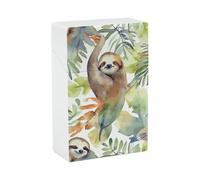 Watercolor Sloth Cigarette Case, Plastic Waterproof Shockproof, Airtight Push Open Cigarette Box, Capacity King Size Cigarette Holder, Portable Cigarette Container for Outdoor Travel Camping Office