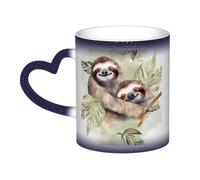Watercolor Sloth Coffee Mug with Handle 11 Oz, Color Changing Cups In The Sky, Heat Sensitive Magic Funny Art Mug, Unique Coffee Tea Cup Porcelain Mugs Gift for Women Men Blue