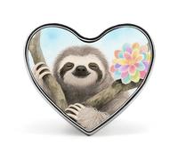 Watercolor Sloth Lapel Pin Heart Metal Brooch Pin with Secure Pinback Fashion Button Badge for Clothing, Hats, Bags Decoration