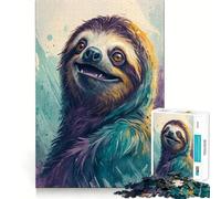 Watercolor Sloth Portrait Adults Puzzles 1000 Piece Jigsaws Recall Skill Fun High Precision Die Cut Easy to Learn Family Enjoyment (50x75cm)
