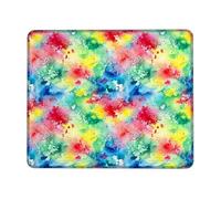 Watercolor Small Mouse Pad, Artistic Vibrant Splash Color None Multicolor Square Rubber Smooth Portable Cloth Mousepad Idea for Home Office Desk Laptop Gamers Gift Square 8x10 Inch