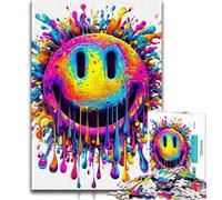 Watercolor Smile Logo 1000 Pieces Jigsaw Puzzle for Adults& Teens,Stress Reliever Difficult Challenge Deal As Gifts for The Whole Family (38x26cm)