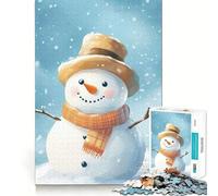 Watercolor Snowman Hat Scarf 1000 Piece Adult Puzzles Logic Puzzle Play Precision Cut Smooth Edges for Family Gatherings (38x52cm)