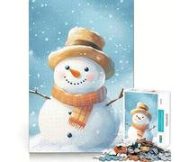 Watercolor Snowman Hat Scarf Jigsaw 1000 Pieces Focus Building Toy Zero Gap Rewarding Activity for Rainy Days (50x75cm)