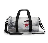 Watercolor Snowman in The Woods Travel Gym Bag for Women Men Cylindrical Duffle Bag Sport Workout Bag with Shoulder Strap