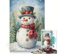 Watercolor Snowman in Winter Forest Jigsaw Puzzles 1000 Pieces Focus Boost Fun Laser Cut for Flawless Fit Bonding Activity for Loved Ones (50x75cm)