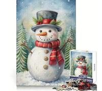 Watercolor Snowman in Winter Forest Jigsaws 1000 Pieces for Adults Focus Ability Mindful Escape Interlock Well Meaningful Gift (50x75cm)