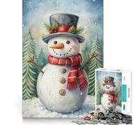 Watercolor Snowman in Winter Forest Jigsaws for Adults1000 Pieces Brain Memory Game Fine Cut Premium Finishing Engaging Way to Pass Free Hours (38x26cm)