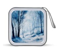 Watercolor Snowy Forests Scene CD DVD Case Holders Wallet 40 Capacity Disc Cases Storage Binder with Handle