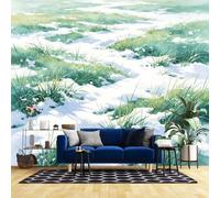 Watercolor Snowy Meadow Wallpaper Nature Landscape Wall Art 3D Panoramic Custom Calm Rustic Non-Woven Wallpaper for Living Room Bedroom Tv Backdrop Wall Décor 350Cm(W) X 266Cm(H)