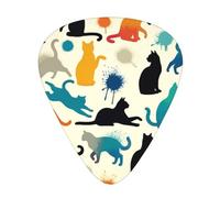 Watercolor-Splash-Cat 12 Pack Guitar Picks With 3 Thicknesses And Storage Box, Abs Plectrums For Electric Bass Guitar Players