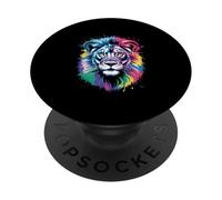 Watercolor splash Lion colorful graphic cute lions PopSockets Adhesive PopGrip