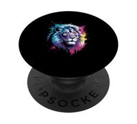 Watercolor splash Lion colorful graphic cute lions PopSockets Adhesive PopGrip