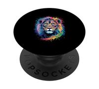 Watercolor splash Lion colorful graphic cute lions PopSockets Adhesive PopGrip