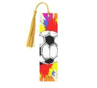 Watercolor Sport Soccer Bookmark Ball Wooden Bookmark with Tassel Book Mark for Women Men Reading Page Markers Gifts for Book Lovers