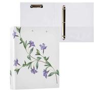 Watercolor Sprig of Periwinkle 3 D-Ring Binder A4 1 Pack with 200 Sheet for Kids School Supplies Women Men Office