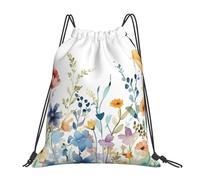 Watercolor Spring Daisy Colorful Flower Women Men String Backpack Large Gym Sack Foldable Pe Bag For Holidays Swim Hiking