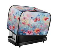 Watercolor Spring Flowers Butterflies Toaster Cover 4 Slice Toaster Cover, Dust Cover Kitchen Small Appliance Cover Women Gift