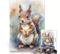 Watercolor Squirrel Portrait 1000 Piece Jigsaw Puzzles for Adults Jigsaw Memory Strength Pleasant Downtime Fine Cut Meaningful Gift (38x26cm)