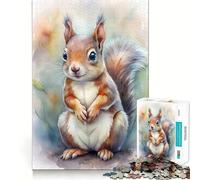 Watercolor Squirrel Portrait Jigsaw Puzzle1000 Pieces Mind Train Fun Clean Cut Sturdy Components Captivating Leisure for Cozy Indoors (50x75cm)