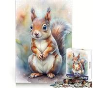 Watercolor Squirrel Portrait Jigsaw Puzzles for Adults 1000 Piece Improve Memory Calm Recreation Laser Cut Unique Xmas Gift (50x75cm)