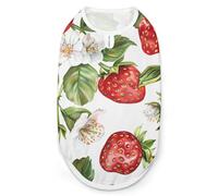 Watercolor Strawberries and Flowers Dog and Cat Clothes Summer T-Shirt Graphic Vest Sleeveless Pet Tank Top