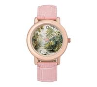 Watercolor Streams Jungles Crocodiles Women’s Watch Quartz Wristwatch Analog with Leather Strap for Office