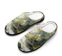 Watercolor Streams Jungles Crocodiles Women's Warm Slippers Non-Slip Rubber Cotton Winte Shoes for Indoor Outdoor