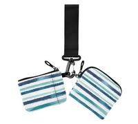 Watercolor Stripes Dual Coin Purse Credit Card Holder Wallet Cute Fashion Zipper Cash Coin Purse with Keychain for Daily Use 2 Packs