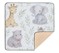 Watercolor Style - Baby Animals Pattern Soft Thick Baby Activity Play Mat for Floor Comfortable Baby Crawling Mat for Babies Infants Toddlers, 50'' x 50''