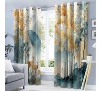Watercolor Style Eyelet Blackout Curtains, Forest Animals Thermal Insulated Curtain - Blue-Gray Darkening Window Drapes For Living Room Bedroom Kids Nursery - W30×L66(2 Panels)