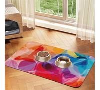 Watercolor Style Flower Pattern Patterned Pet Feeding Mat with Water-Absorbing PU Top & Rubber Base - Anti-Slip Dog Cat Food Mat for Cats, Dogs & Pets, 40x60cm