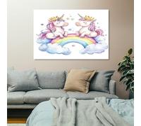 Watercolor style Large Abstract Painting Art Cute cartoon unicorn 80x160cm