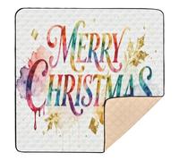 Watercolor - Style "Merry Christmas" Design Cute Foldable Baby Activity Play Mat for Indoor Outdoor Non-Toxic Tummy Time & Crawling Mat for Baby Toddler Infant, 50'' x 50''