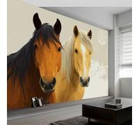 Watercolor Style Mural Wallpaper 250 x 175 cm, Animals Horse Runes Wall Murals Bedrooms Large Photo Wallpaper Art Decor Paper Poster for Living Room Kitchen Office Kids