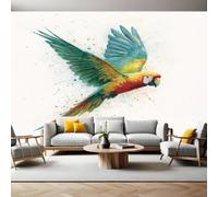 Watercolor Style Mural Wallpaper Doodle Parrot Photo Wallpaper 3D Effect 200 x 140 cm Non-Woven Wall Mural Home Bedroom Living Room Tv Background Poster Decoration