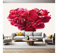 Watercolor Style Panoramic Mural Wallpaper 390 x 260 cm Flowers Love Roses Wall Mural Non-Woven Art Print Wallpaper Living Room Bedroom Sofa TV Backdrop Decoration Poster Picture Photo